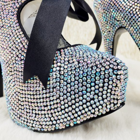 Bordello Iridescent Rhinestone High Heel Platform Shoes - Picture 10 of 12